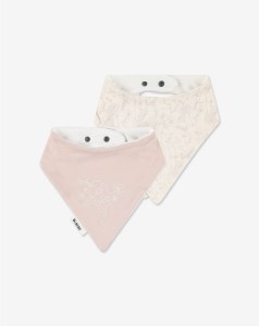 זוג סינרי בנדנה לתינוק ורוד שמנת פרחים